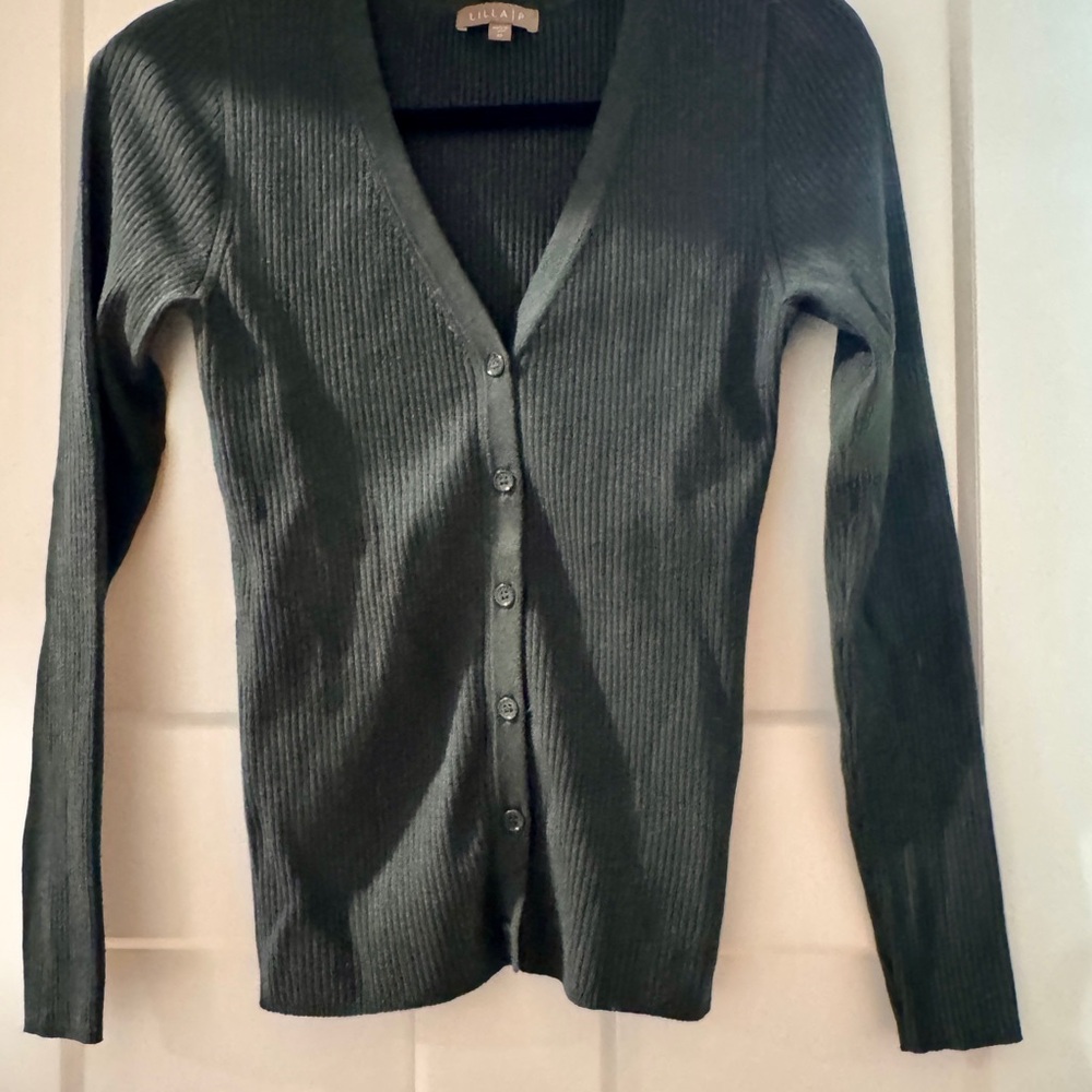 Lilla P Olive Green V-Neck Sweater
